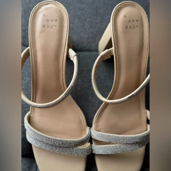 A New Day Sparkly Strappy Heels WORN ONCE - Picture 3 of 5